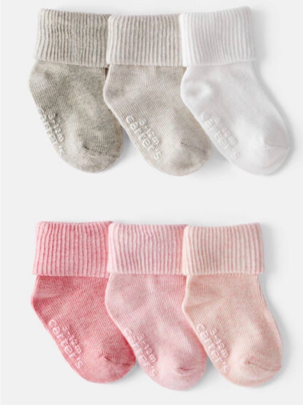 Carter's 6-Pack Baby Crew Socks in Pink & Neutral Tones